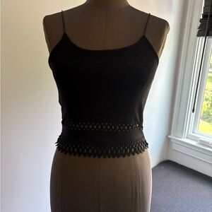 LF Black Crochet Trim Crop Top